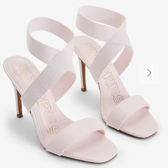 BRIAN ATWOOD x EXPRESS Stretch Ankle Strap Heeled Sandals 9 NWT Soft Pastel Pink - Picture 1 of 8